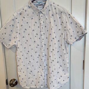 Denim & Flower Men’s Shirt with Bird Pattern